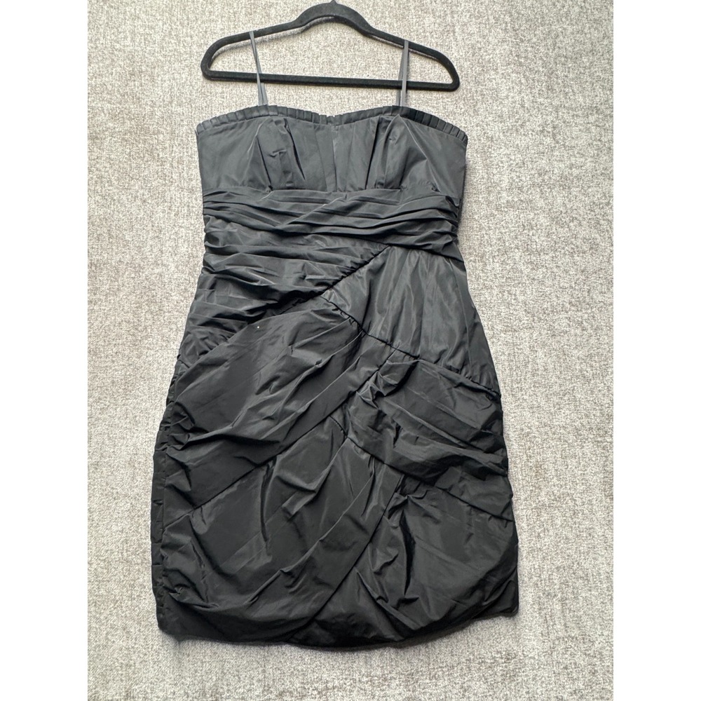 Max & Cleo Ruched Bubble Hem Cocktail Dress Black Party Mini Womens 12